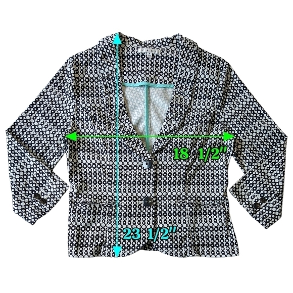 Cabi 298 Du Jour White Black Geometric Circle Two Button Blazer Pockets Modern - Picture 3 of 9